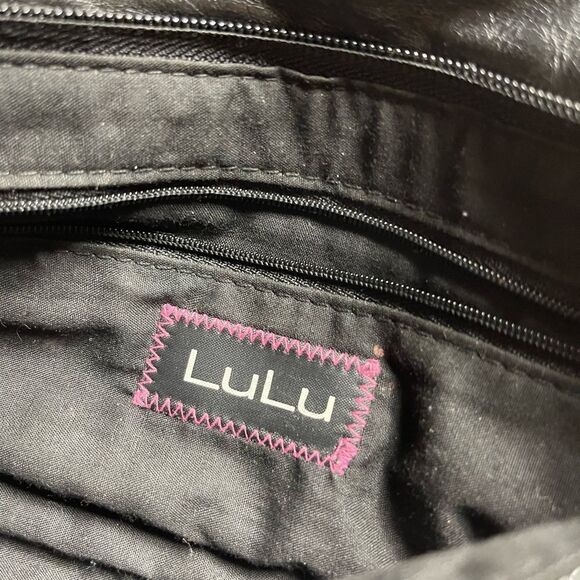 LULU Black faux leather wristlet embellished with black jewels. - Picture 8 of 9